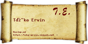 Tőke Ervin névjegykártya